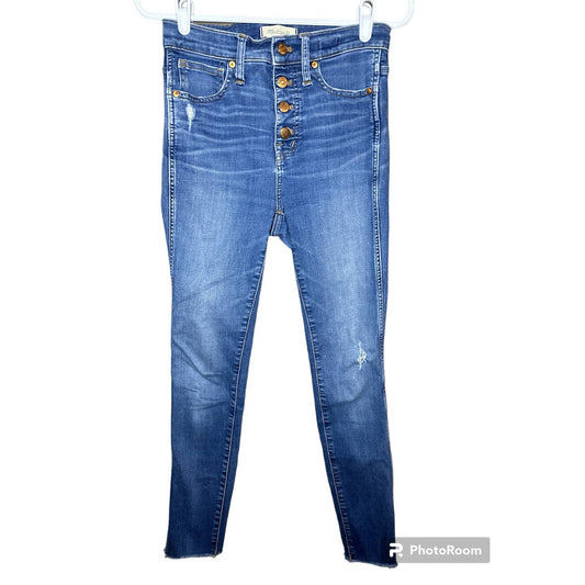 Madewell 10 Inch High-Rise Skinny Jeans Buttonfly Slight Distress Size 26