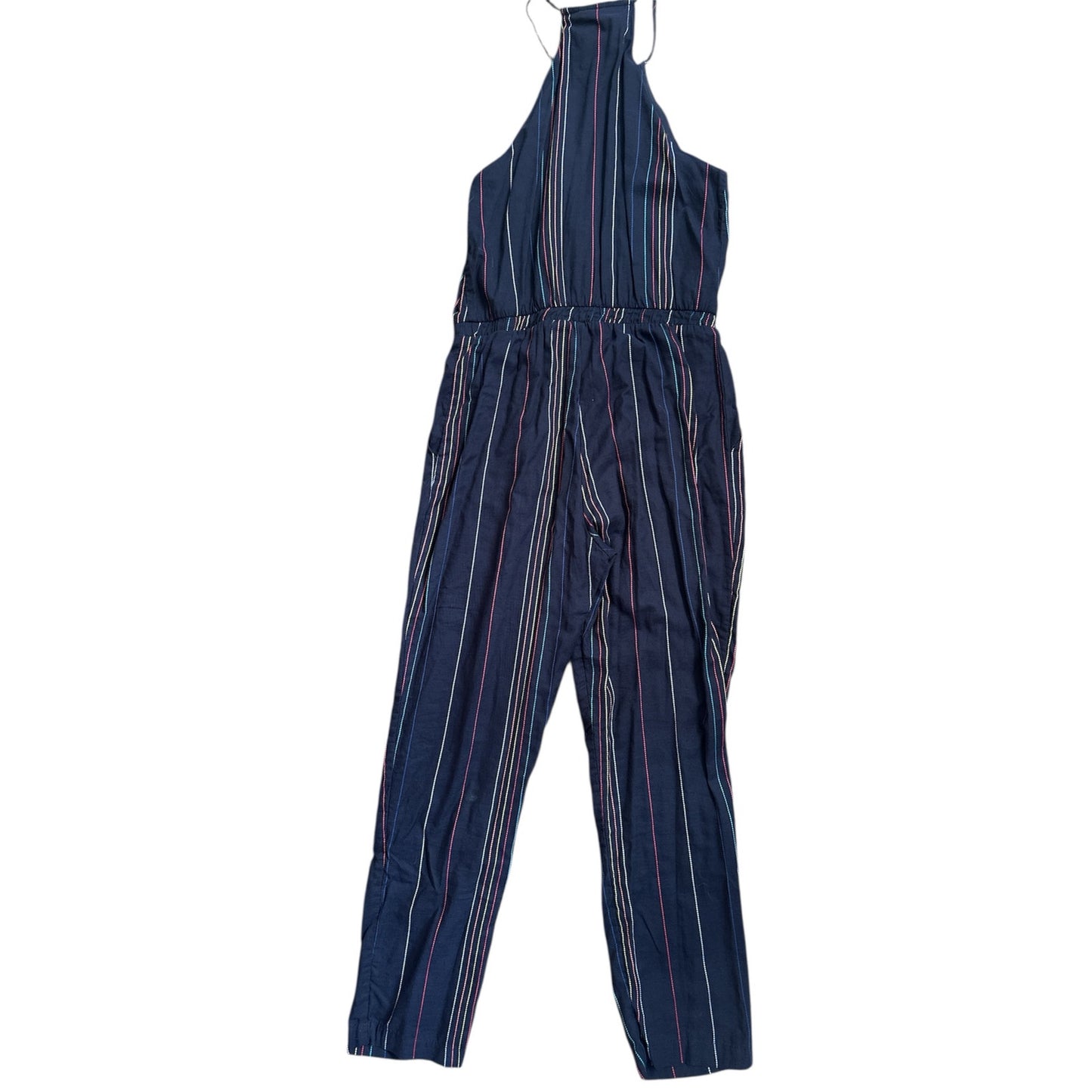Dolan Made in USA Blue Stripe Sleeveless Pants Romper Crop Jumpsuit Size XS