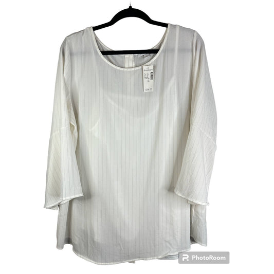 NWT Roz & Ali White Gold Long Bell Sleeves Blouse Under Tank Size XL