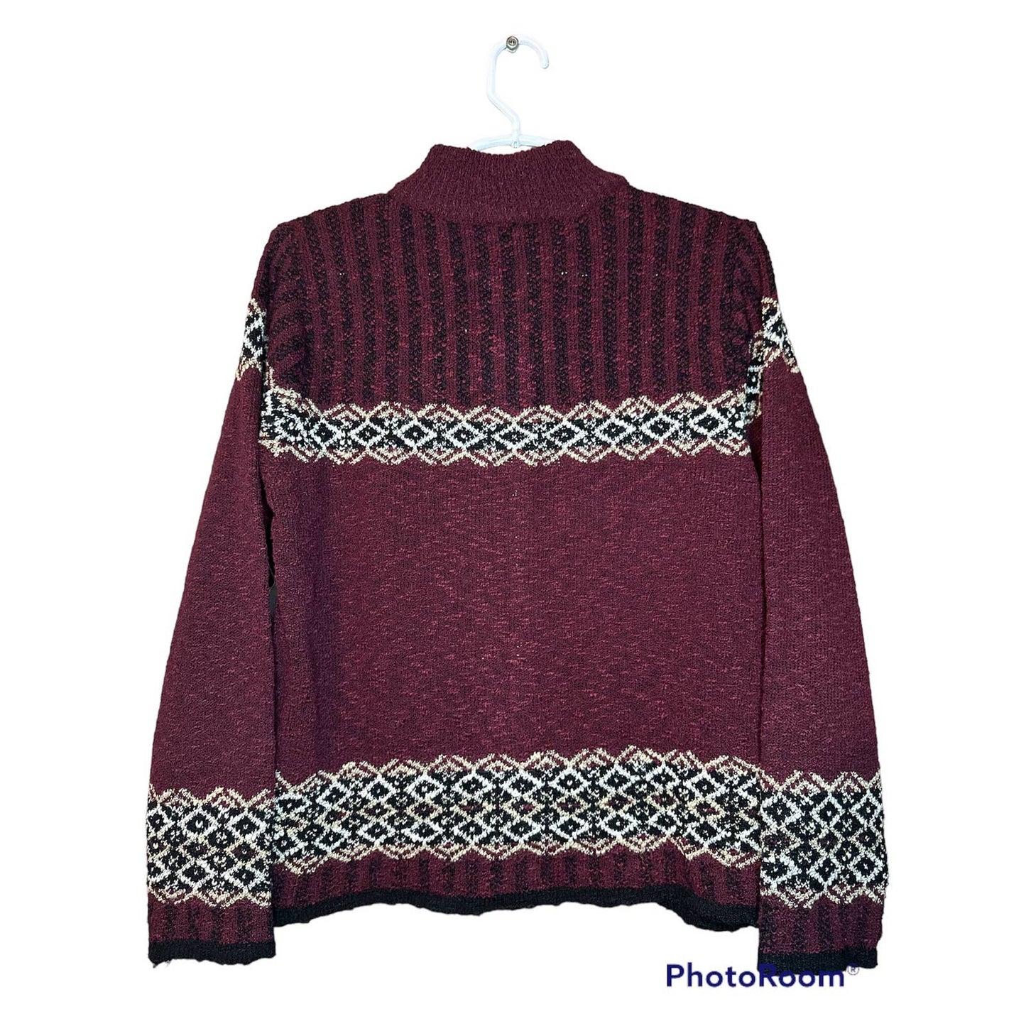 Erika Zip Up Acrylic Purple Maroon Sweater Size Small