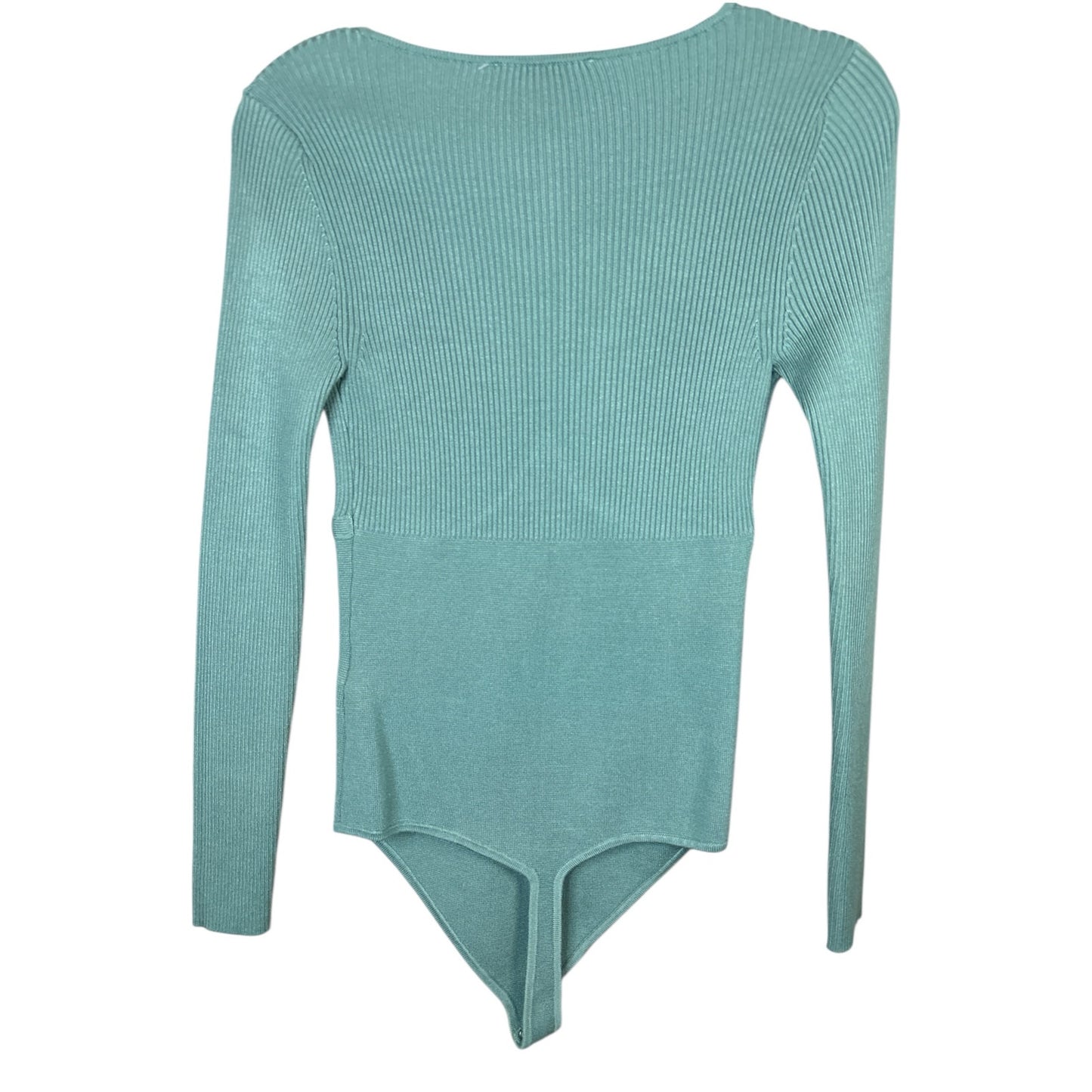 Abercrombie & Fitch Teal V Neck Long Sleeve Fitted Ribbed Bodysuit Size M