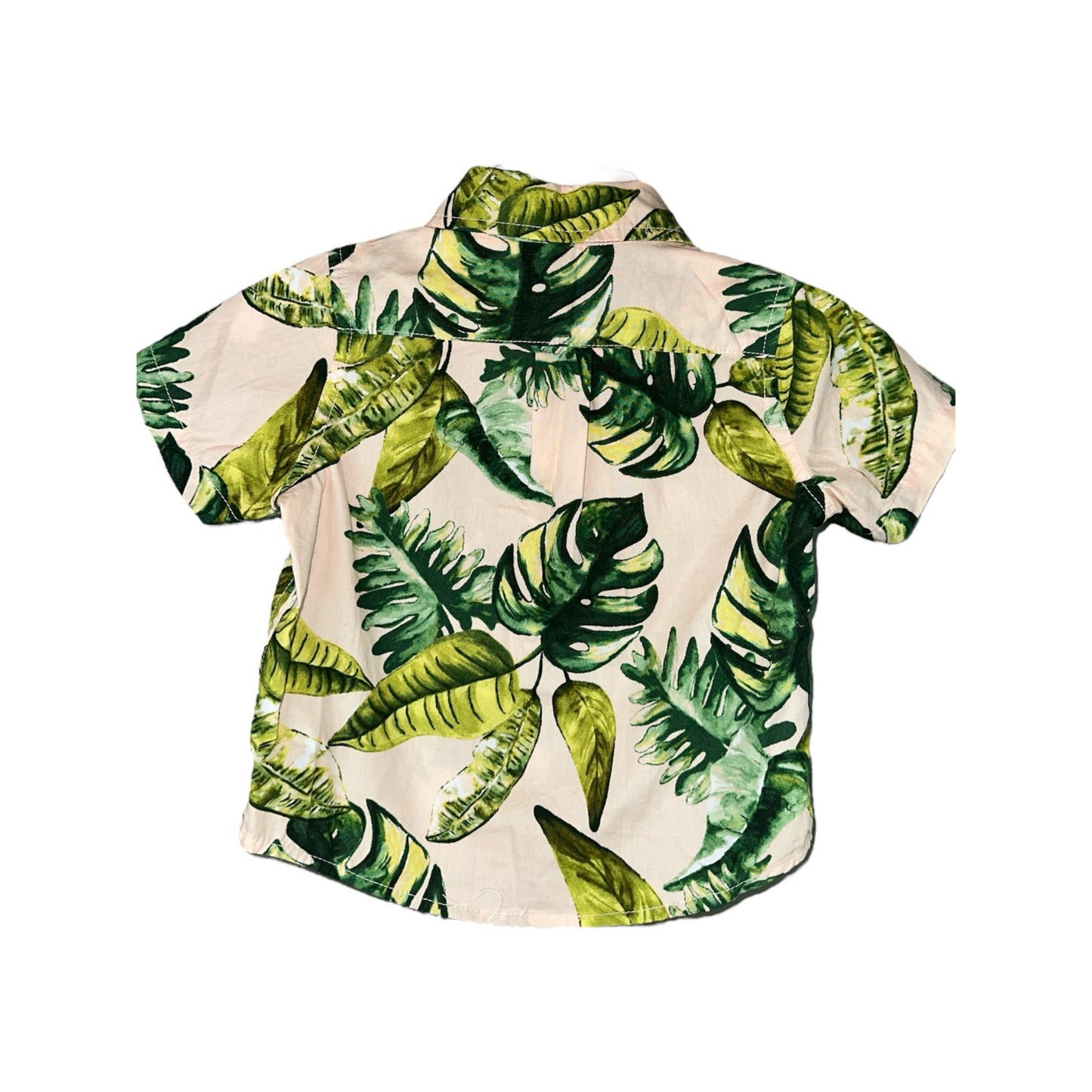 Boy’s Janie & Jack Pink Hawaiian Print Short Sleeve Button Down Size 6-12 Months