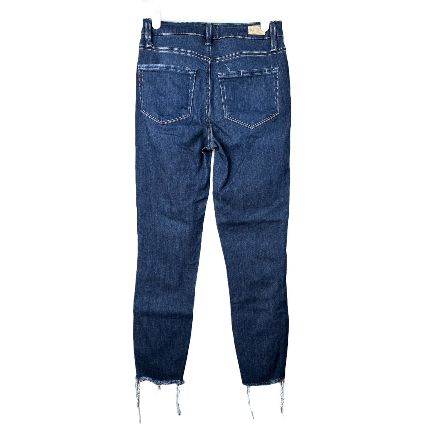 Paige ‘Hoxton Crop’ Medium Wash Blue Jean Denim Raw Hem Skinny Jeans Size 25