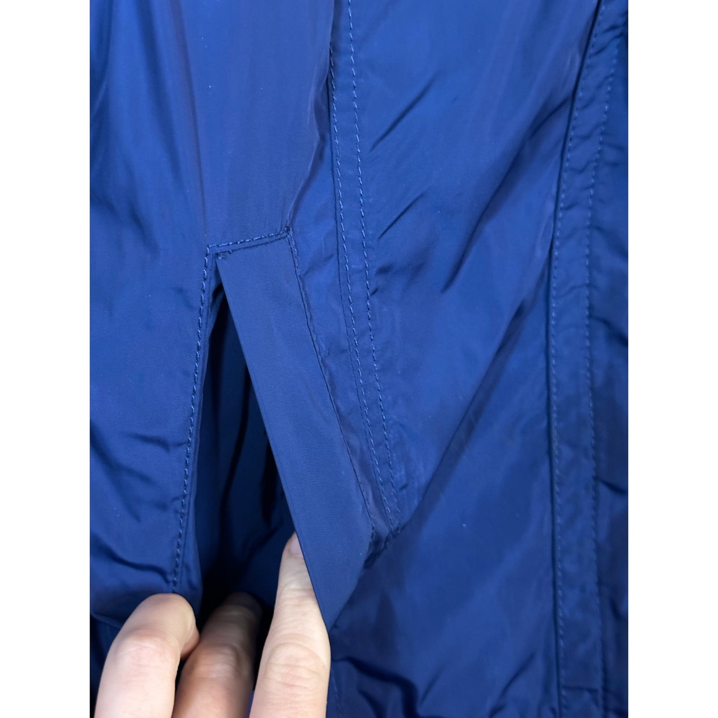 Y2K DKNY Blue Windbreaker Long Sleeve Zip Up Hooded Crop Rain Jacket Size Small