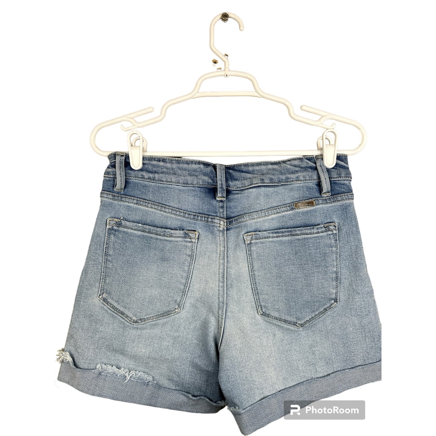 Kancan Light Wash 'Jasmine' High Rise Fold Over Blue Jean Shorts Size Large
