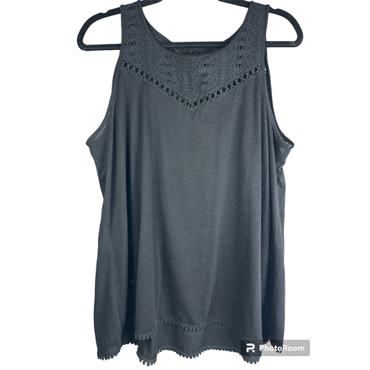 Torrid Black Sleeveless Scalloped Hem Scoop Neck Keyhole Tank Top Size 0X
