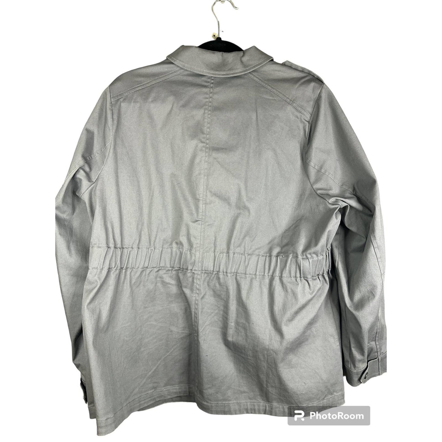Torrid Grey Long Sleeve Cinched Waist Twill Anarok Zip Up Jacket Size 1X