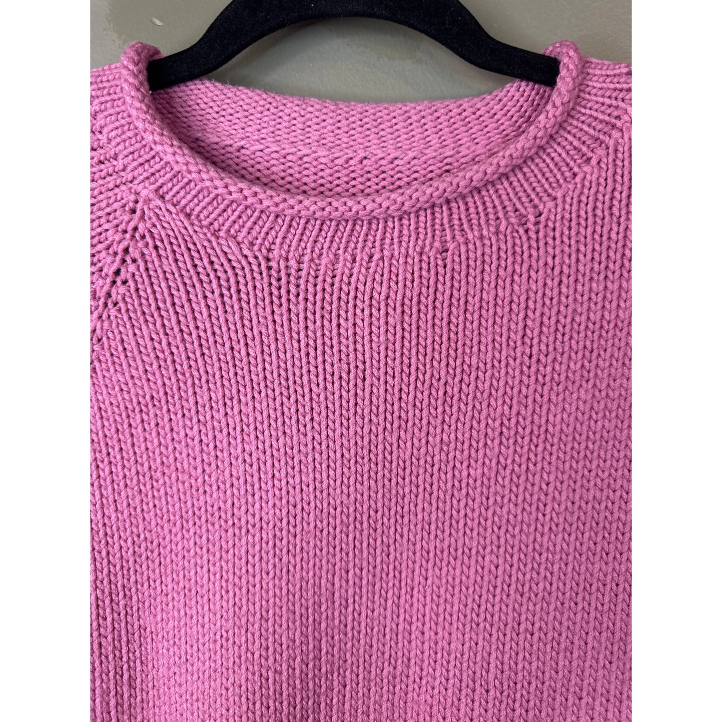 Handmade Heavy Knitted Long Sleeve Thick Pink Pullover Sweater Size L/XL