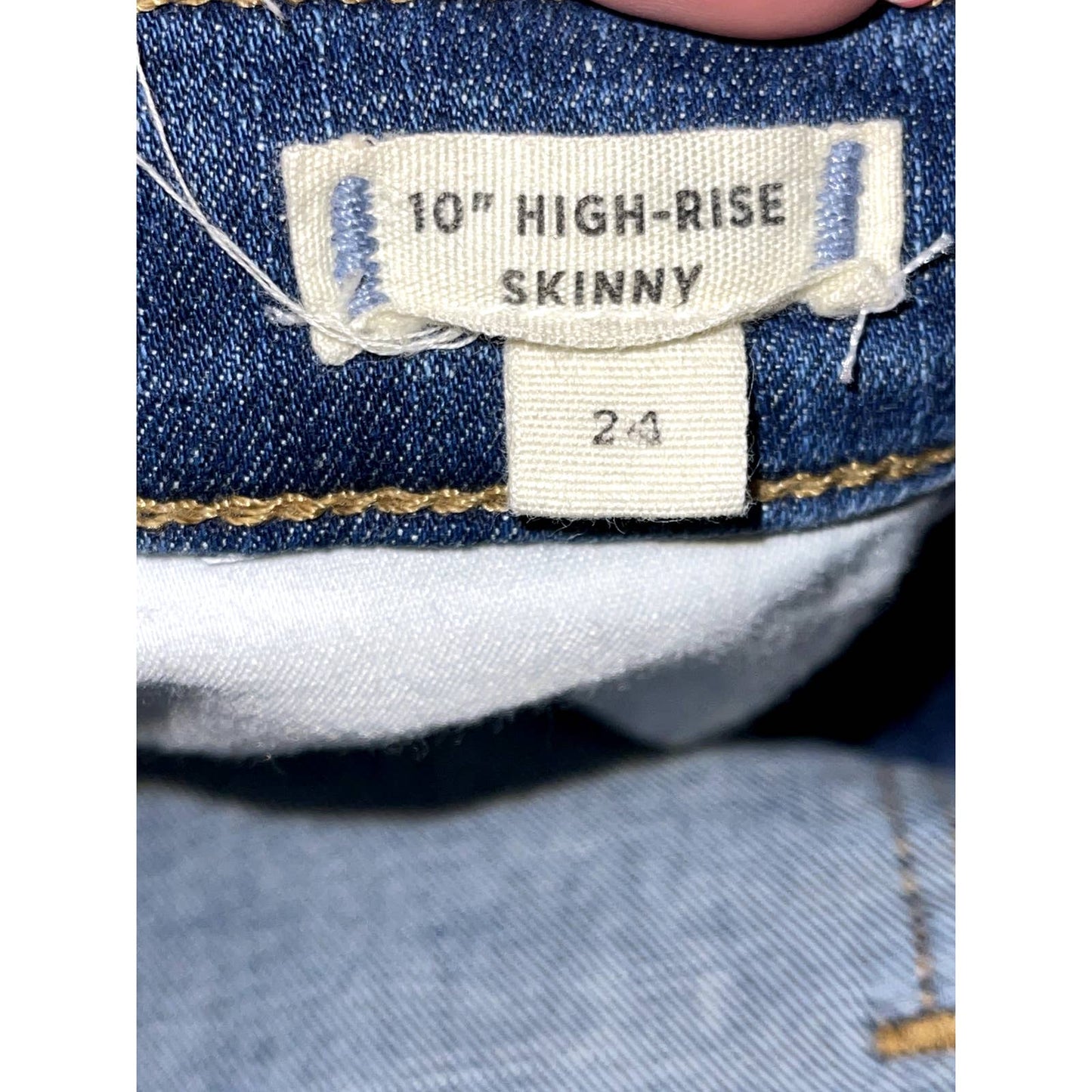 Madewell 10" High- Rise Skinny Denim Blue Jeans Distress Size 24
