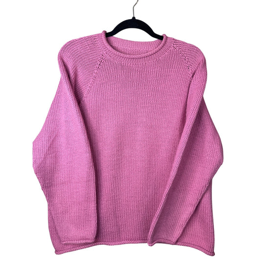 Handmade Heavy Knitted Long Sleeve Thick Pink Pullover Sweater Size L/XL