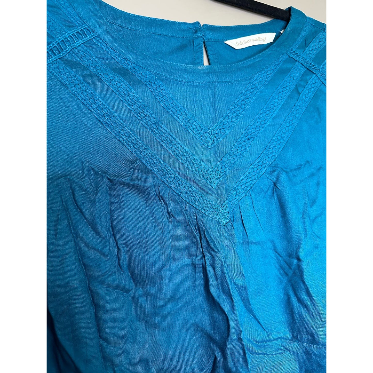 Soft Surroundings Blue Turquoise Long Sleeve Lithonia Blouse Size XS