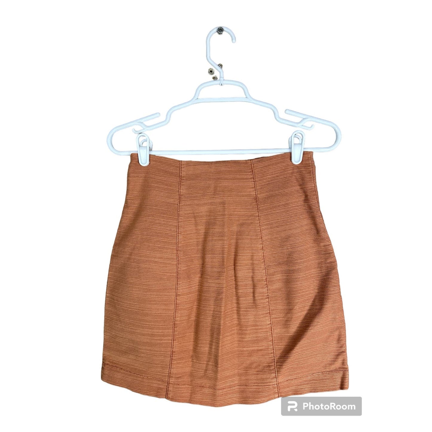 Free People Orange Tera Cotta Button Down Mini Skirt Size 2