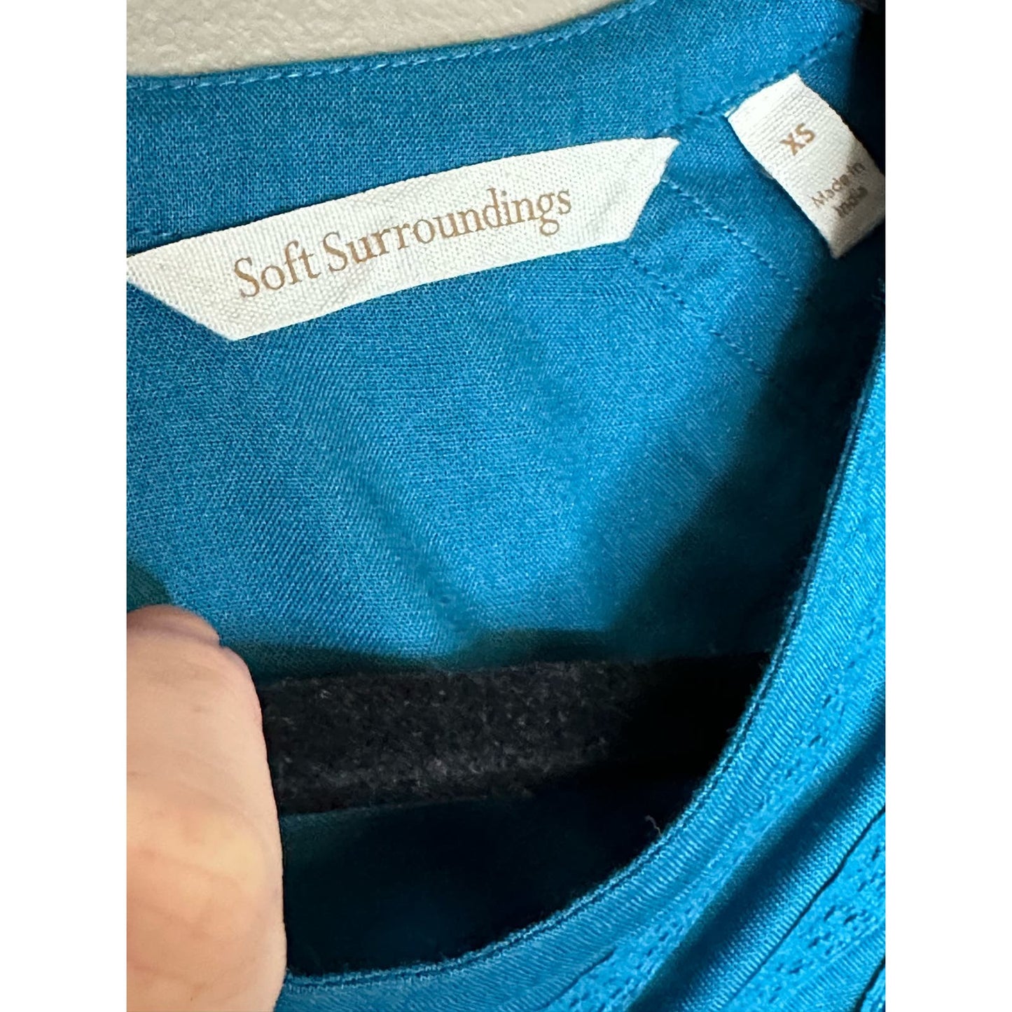 Soft Surroundings Blue Turquoise Long Sleeve Lithonia Blouse Size XS