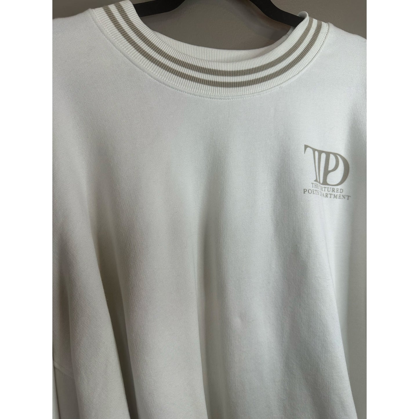 Taylor Swift ‘Tortured Poets Department’ Cream Beige Crewneck Pullover Size 3XL