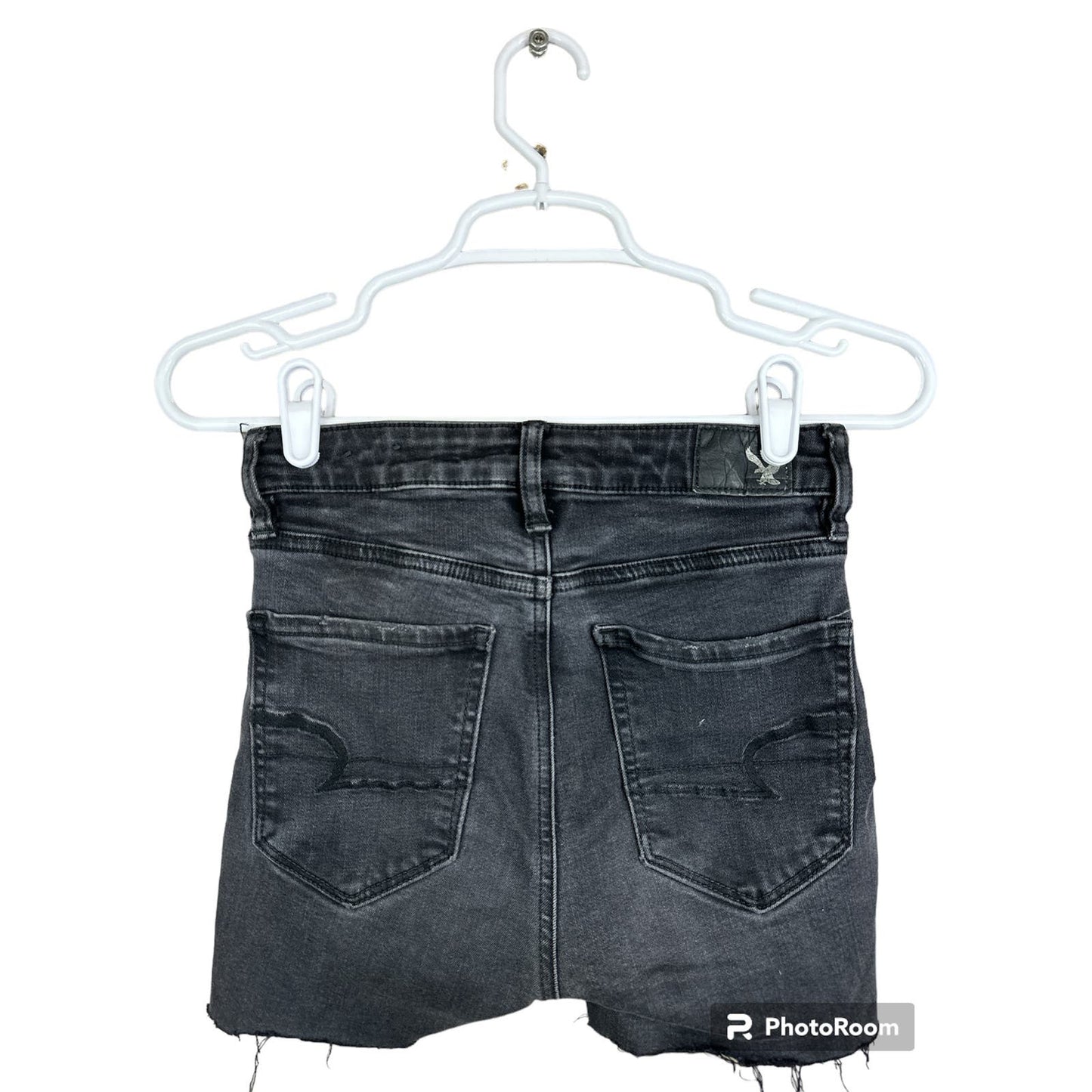 American Eagle Black Cut Off Super Hi Rise Shorts Size 00