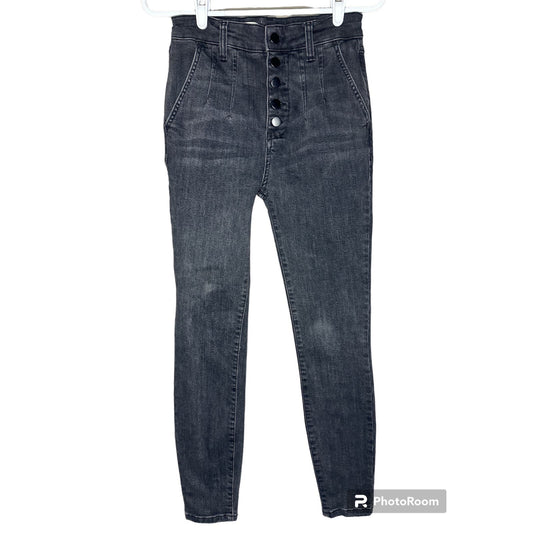 Pilcro&The Letterpress Anthropologie High Rise Skinny Buttonfly Black Jeans| 27
