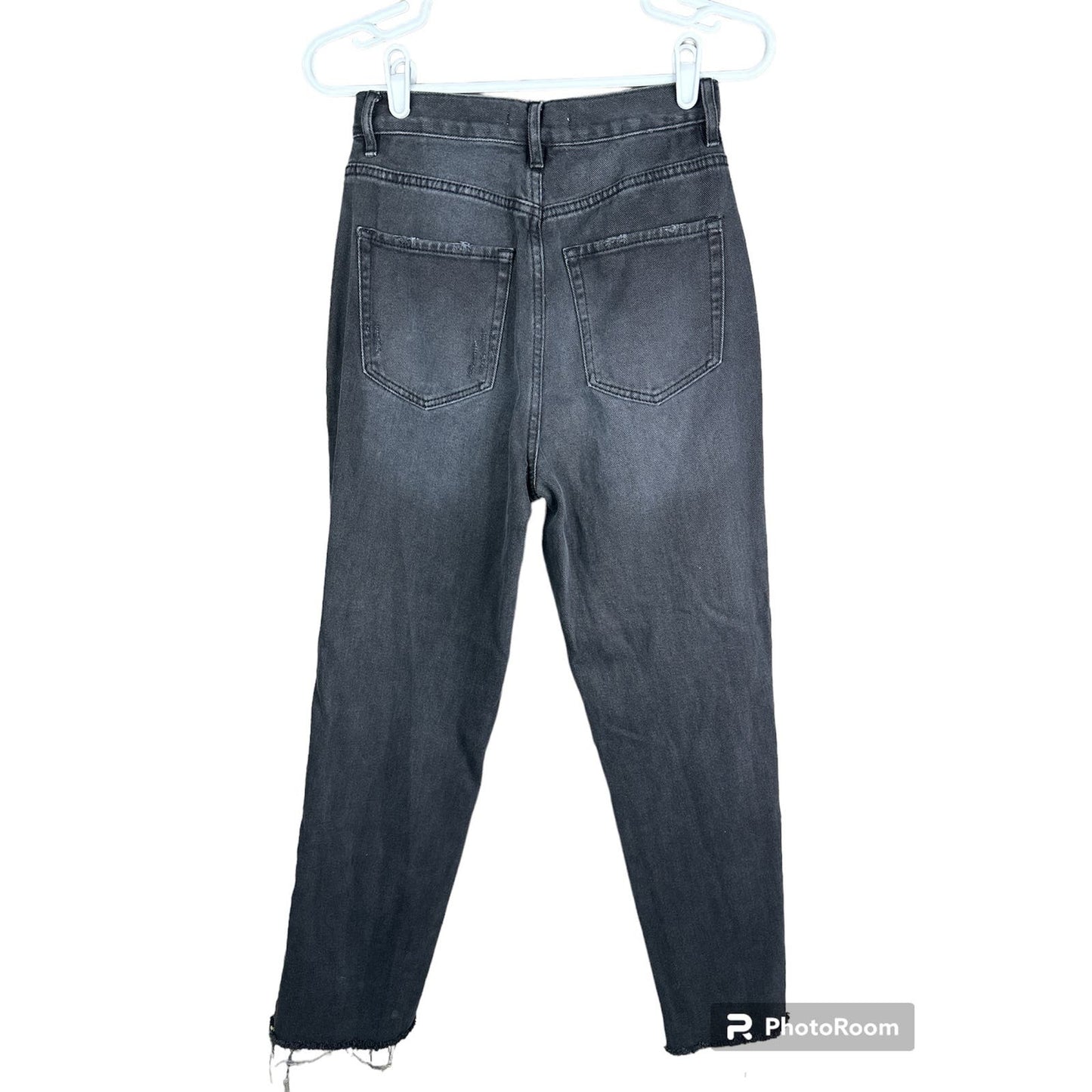 Pacsun Black Distressed High Rise Straight Button Fly Jeans Size 26