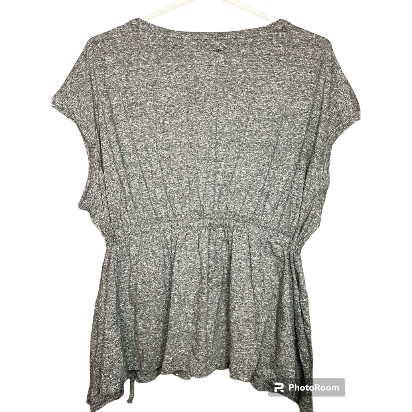 Current/ Elliot Grey Short Sleeve Scrunch Waist Blouse Size 0