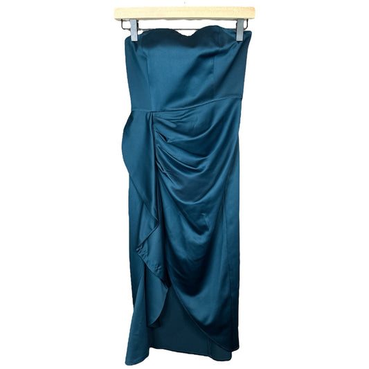 Lovers + Friends 'Melina Midi' Strapless Turquise Slit Bodycon Dress Size XS