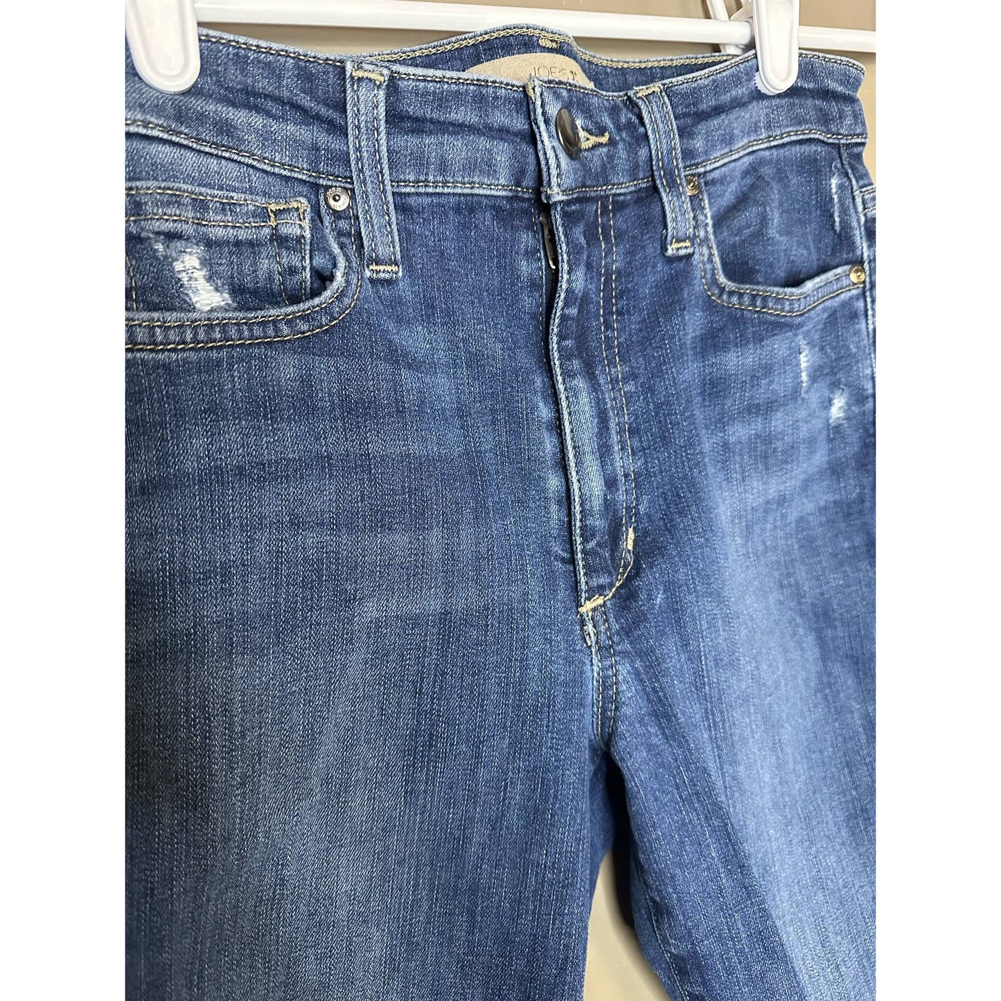 Joe's Jeans High Rise Ankle Skinny Distressed Raw Hem/ Fringe Blue Jeans Size 26