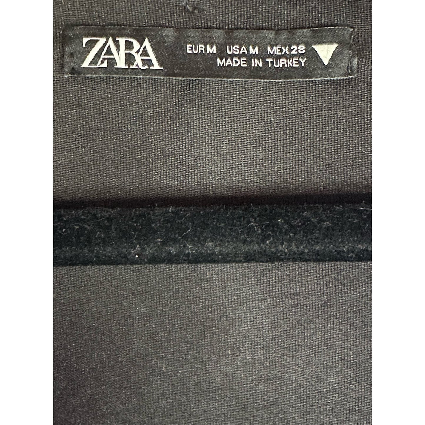 Zara Long Sleeve Dotted Blue Black Cropped Blouse Size Medium