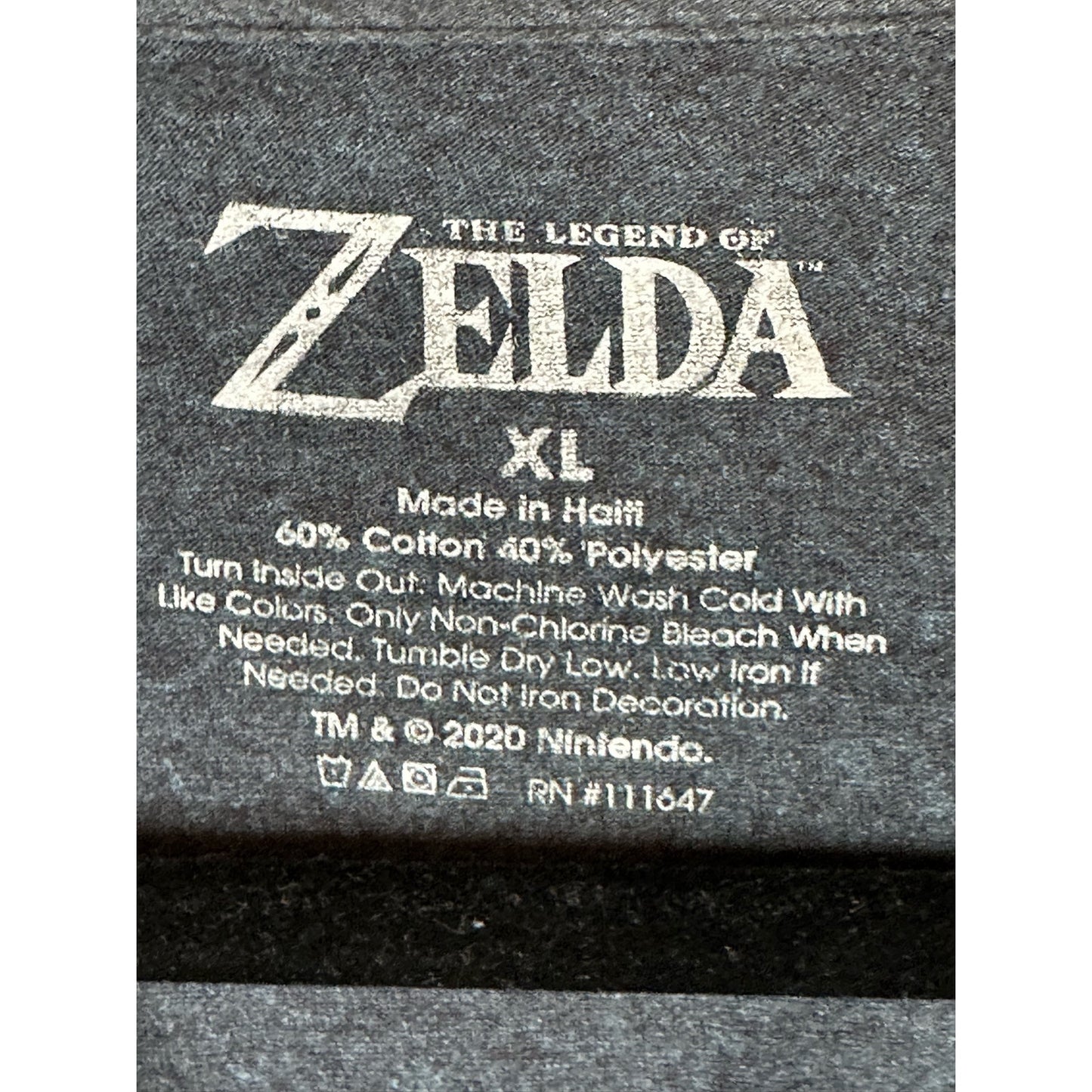 The Legend Of Zelda Grey Triforce Wing Crest Short Sleeves Graphic Tee Size XL