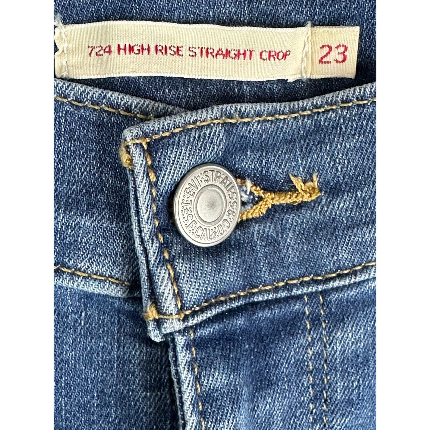 Levi’s Premium 724 High Rise Straight Crop Medium Wash Blue Jeans Size 23