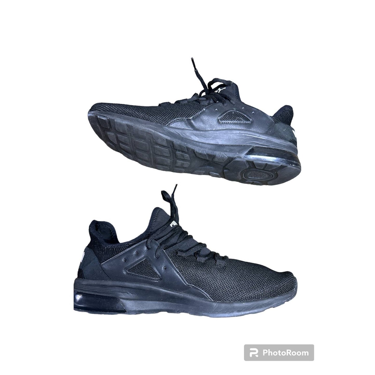 Mens Puma Electron Street Black Lace Up Running Athletic Shoes Size 11