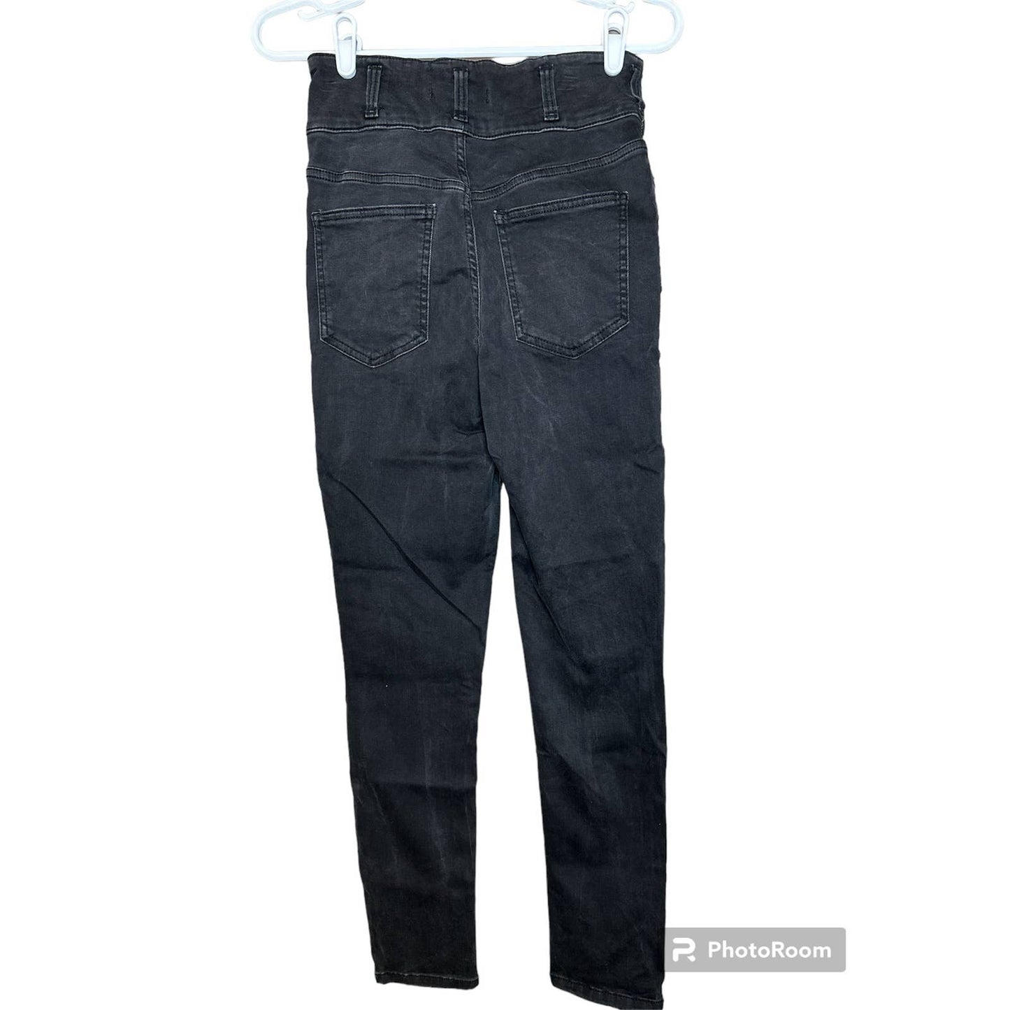 We The Free Black Zip Up High Waisted Skinny Jeans Size 28