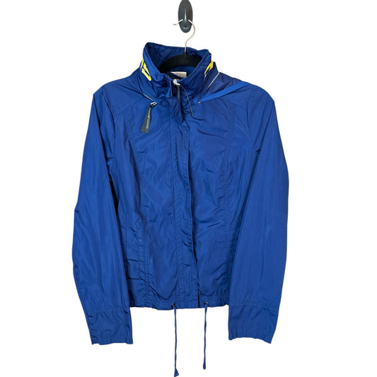Y2K DKNY Blue Windbreaker Long Sleeve Zip Up Hooded Crop Rain Jacket Size Small