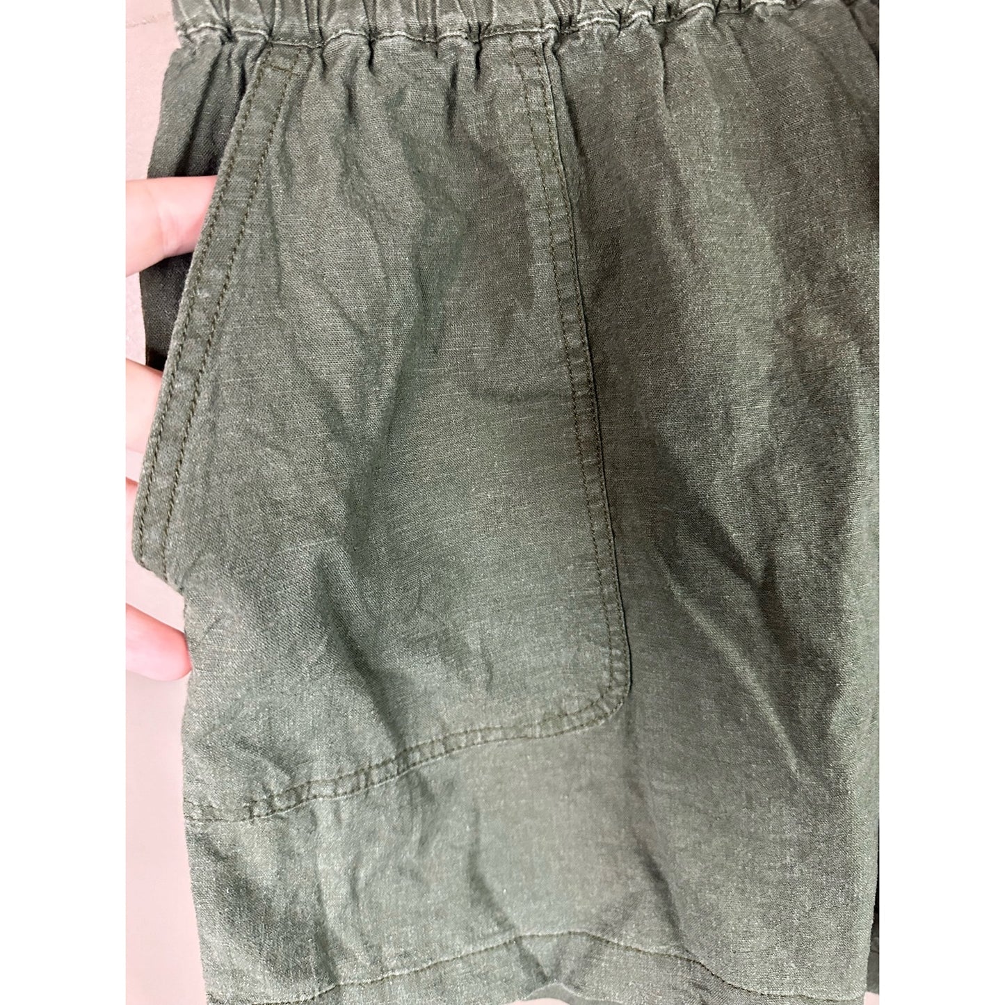Torrid Linen Blend Green Pull On Drawstring Pocket Shorts Size 0