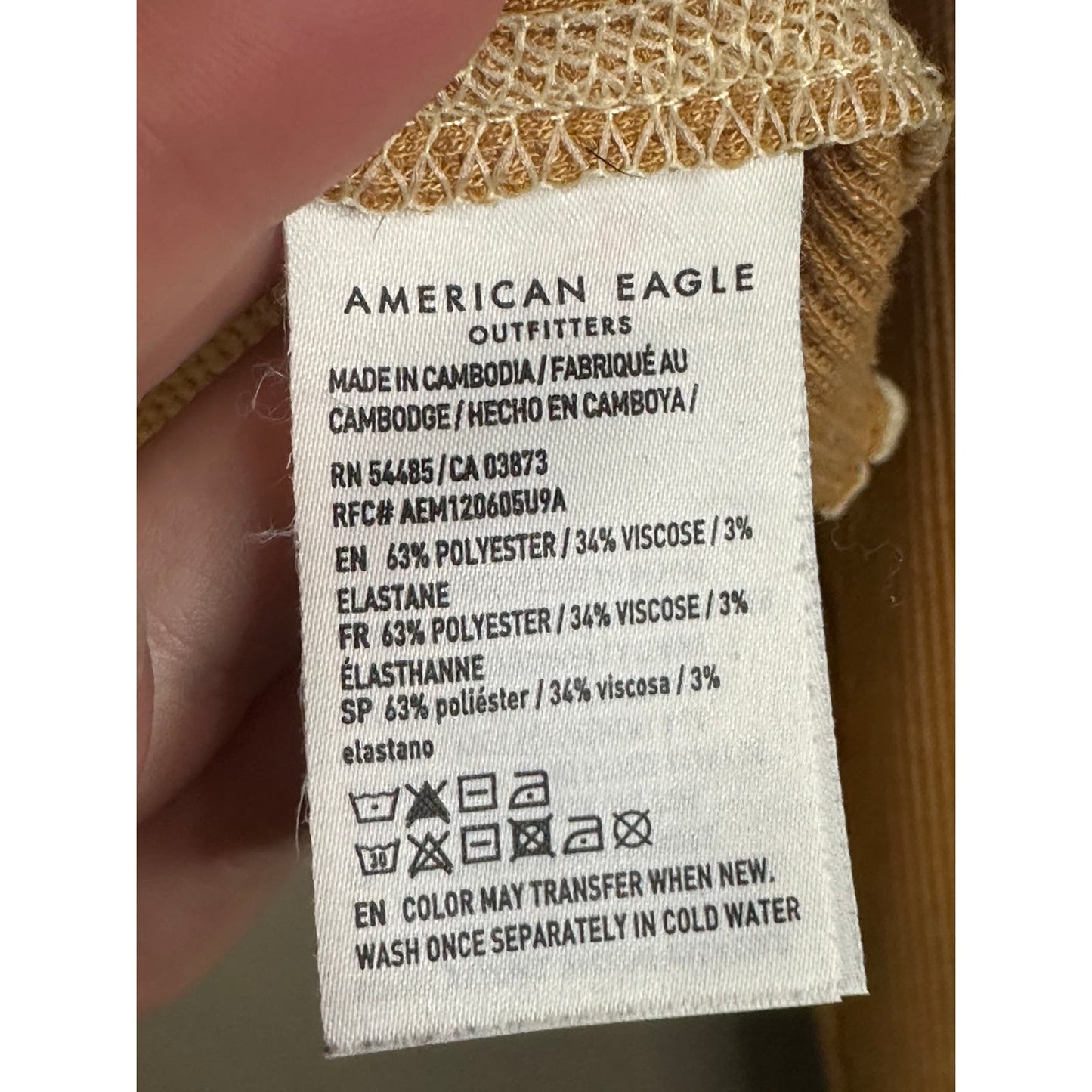 American Eagle Yellow Long Sleeve Thermal Crop Top Size Medium
