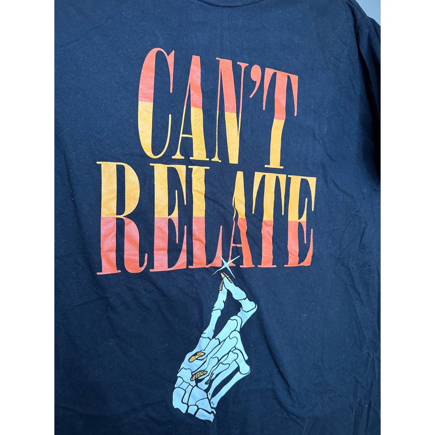 Jeferee Star ‘Can’t Relate’ Skeleton Nails Black T-Shirt Size Large