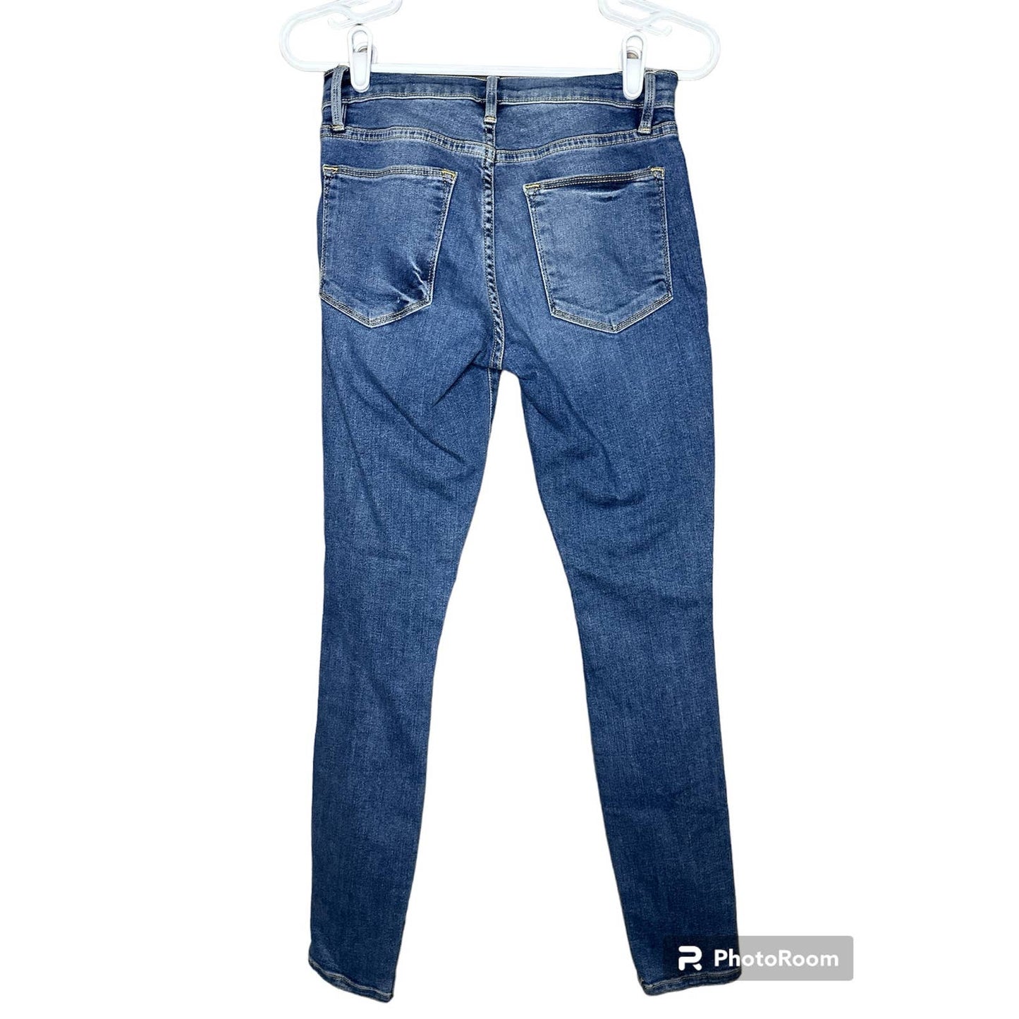 Frame Style 'Le High Skinny" Blue Jeans Denim Slight Distress Size 25