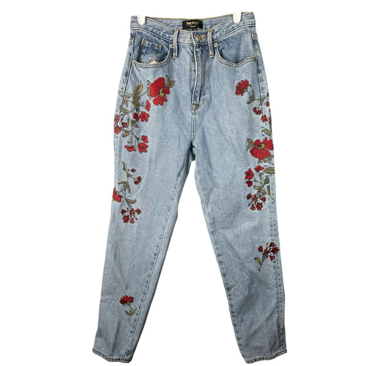 Juicy Couture Black Label ‘Girlfriend’ Embroidered Flowers Blue Jeans Size 25