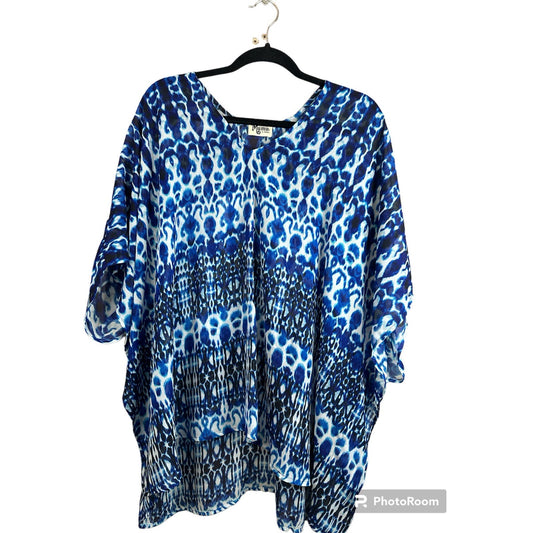 Show Me Your Mumu Peta Tunic World Tour Blue White Short Sleeve Size XS