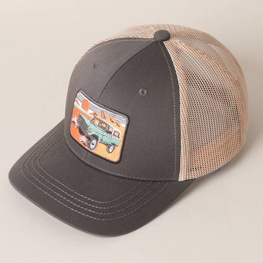 Unisex Embroidered Ford Bronco Patch Grey Beige Baseball Cap Dad Hat With Mesh Back