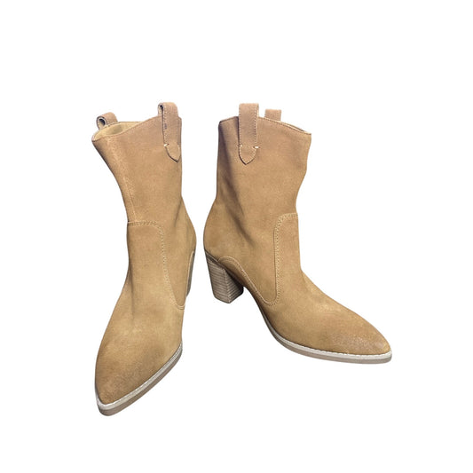 Splendid Anthropologie Raquel Brown 'Taupe' Western Heeled Ankle Bootie Size 6.5