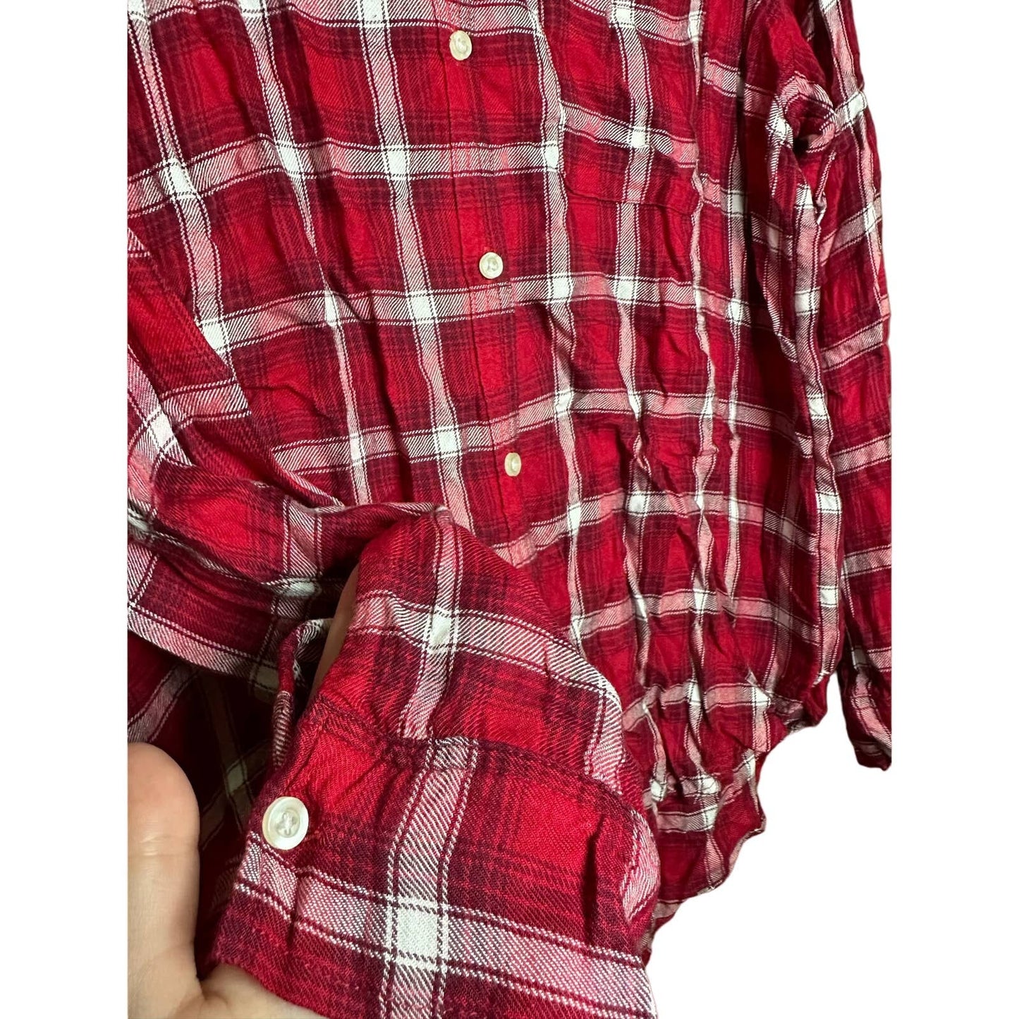 Hollister Red White Plaid Button Down Flannel Size Medium