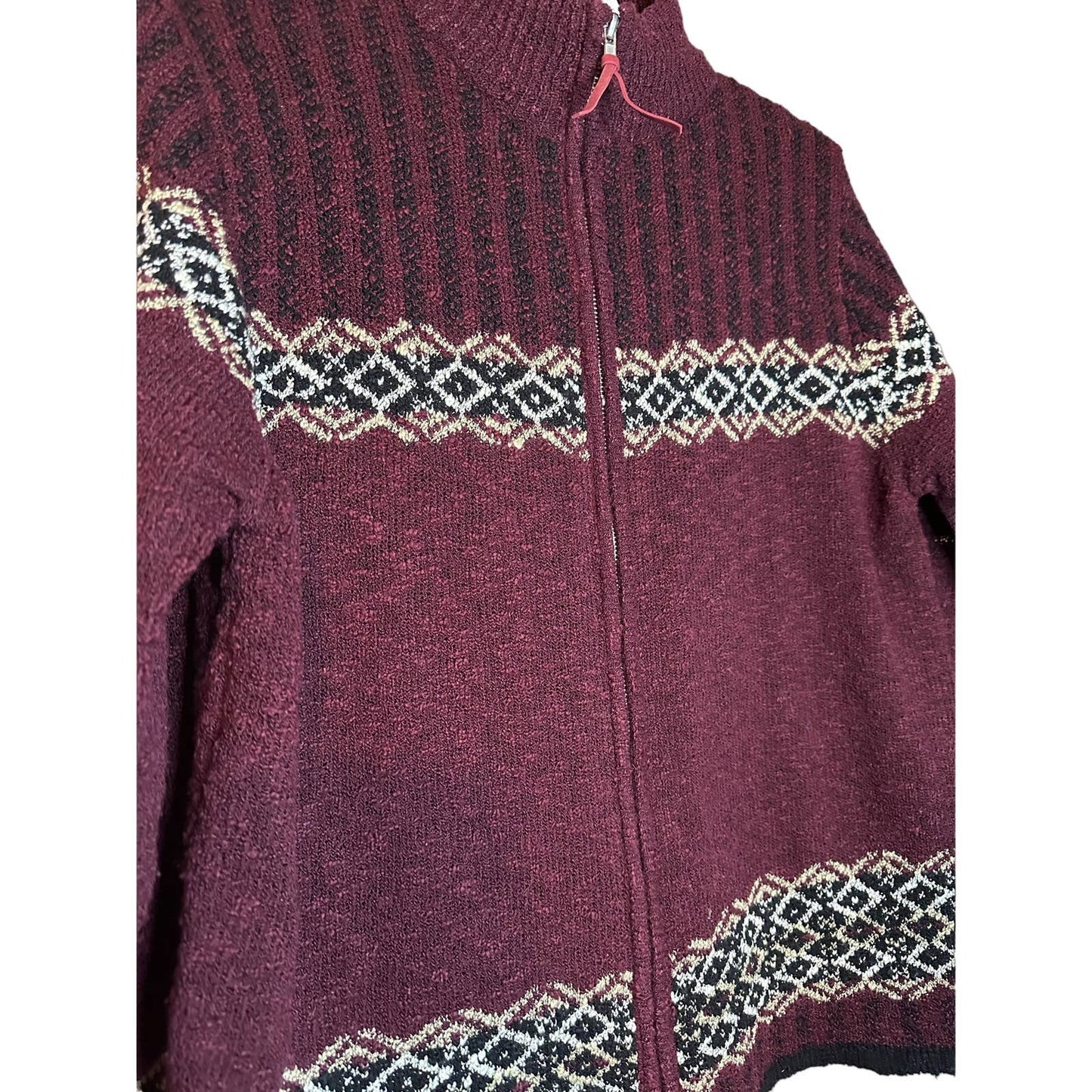 Erika Zip Up Acrylic Purple Maroon Sweater Size Small
