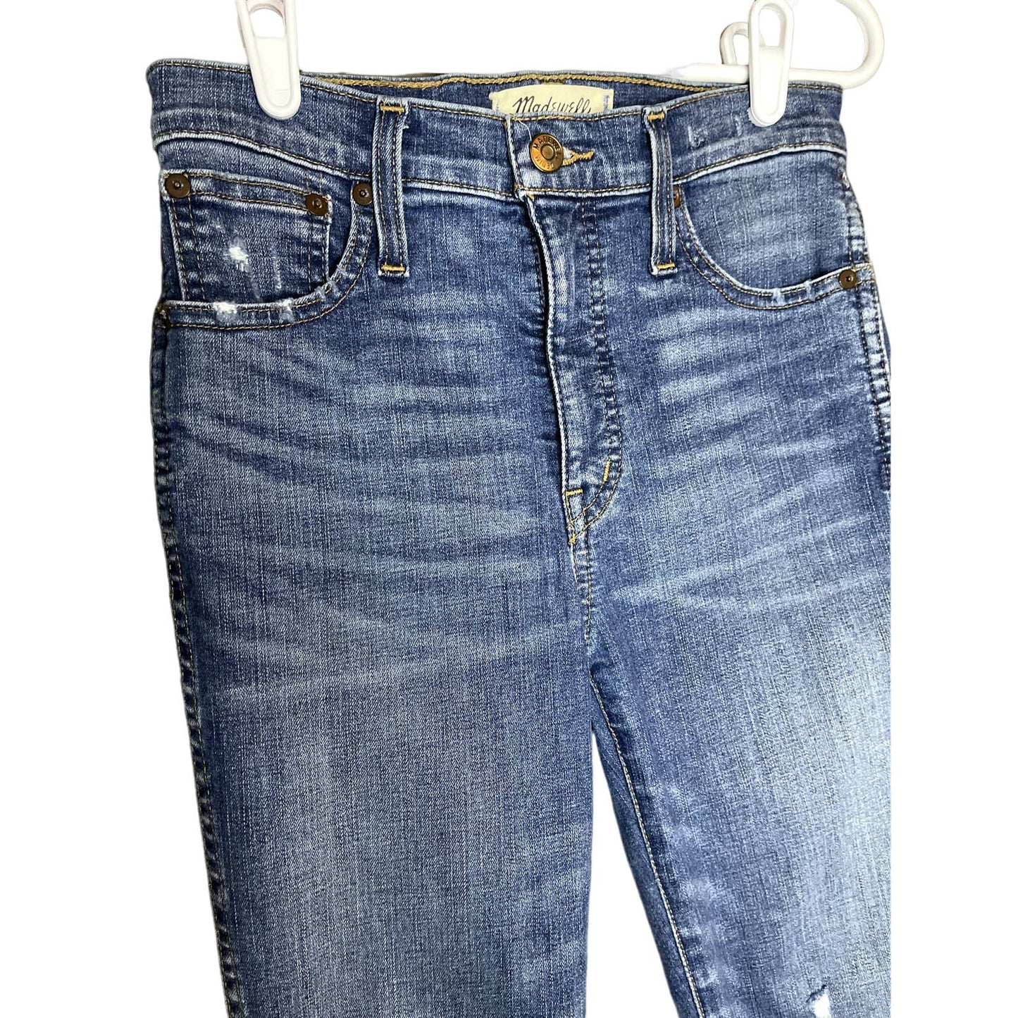 Madewell 10" High- Rise Skinny Denim Blue Jeans Distress Size 24