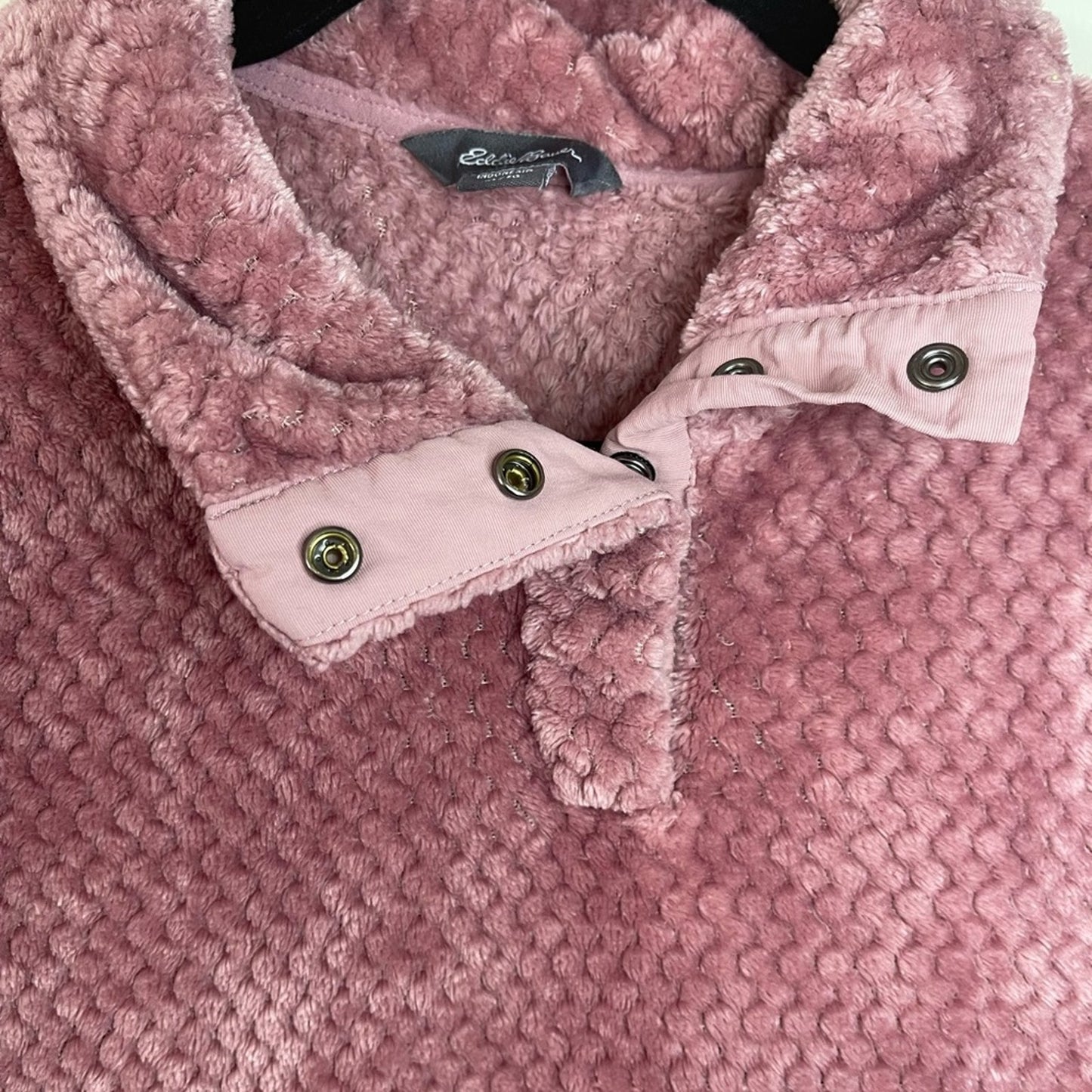 Eddie Bauer Long Sleeve Quarter Button Up Sweatshirt Pullover Pink Fleece| XL