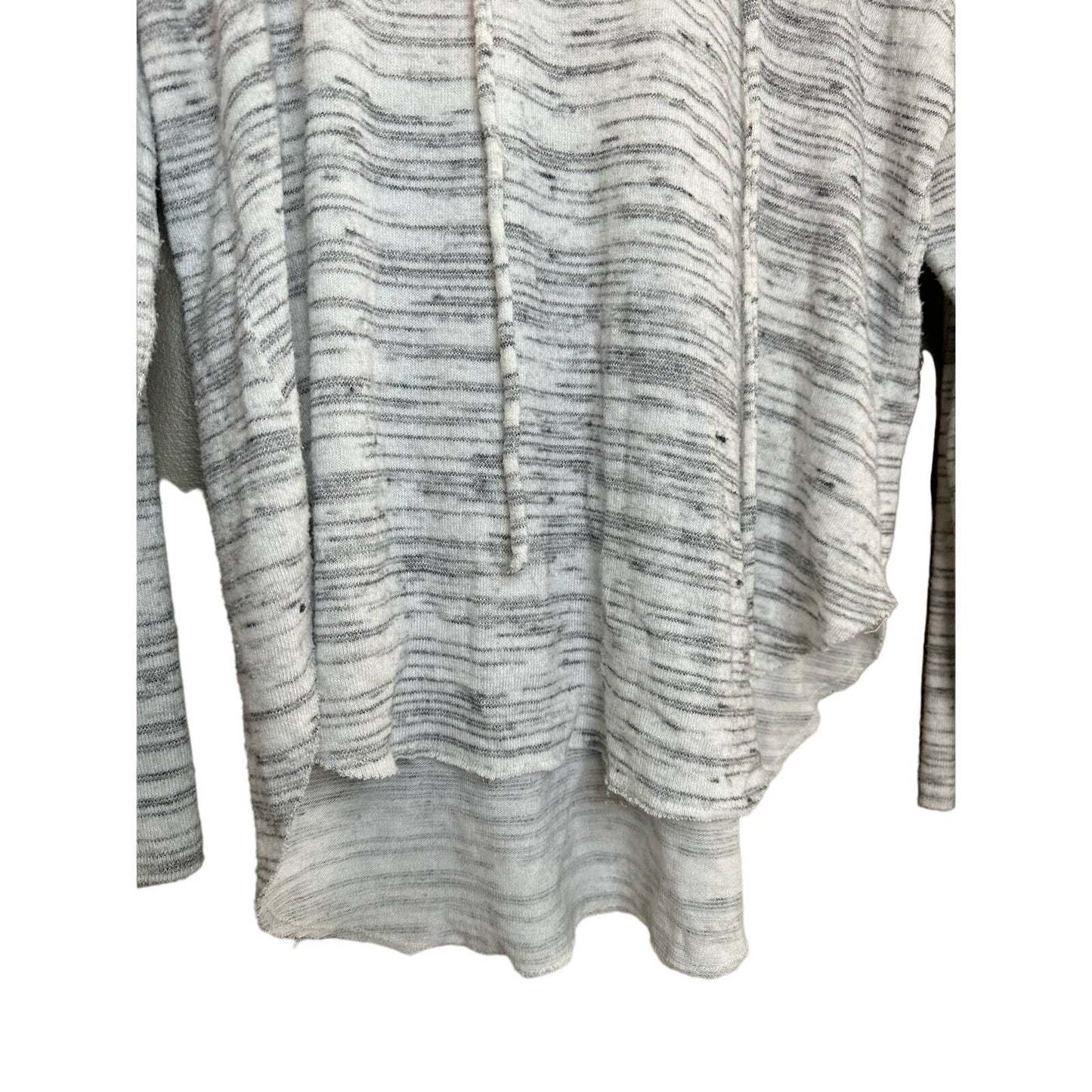 American Eagle Plush Soft Lace Up Long Sleeve Hooded Grey White Size M