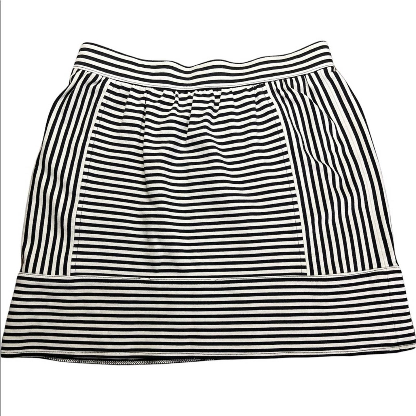Madewell Swivel Ponte Stripe Pattern Straight/ Pencil Skirt Black White Size 0