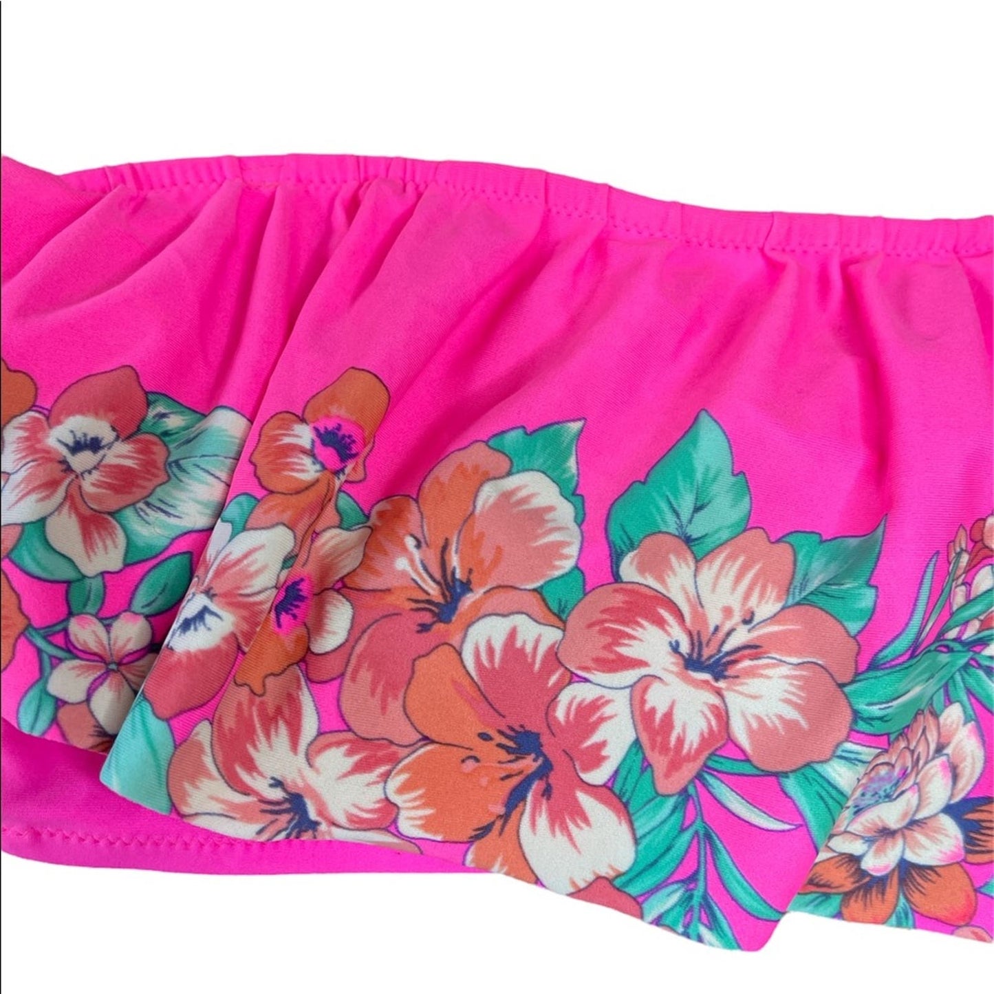 American Eagle Outfitters Pink Bandeau Strapless Floral Bikini Top Size XL
