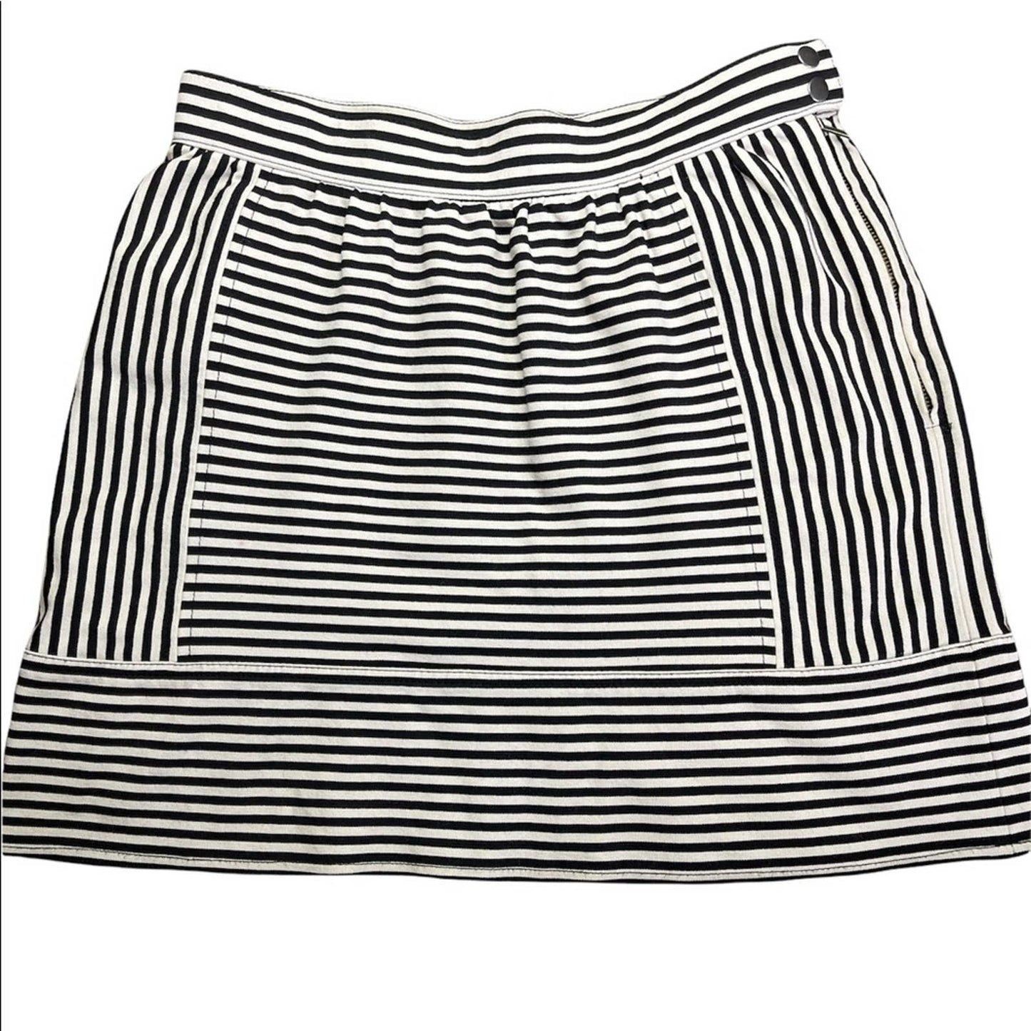 Madewell Swivel Ponte Stripe Pattern Straight/ Pencil Skirt Black White Size 0