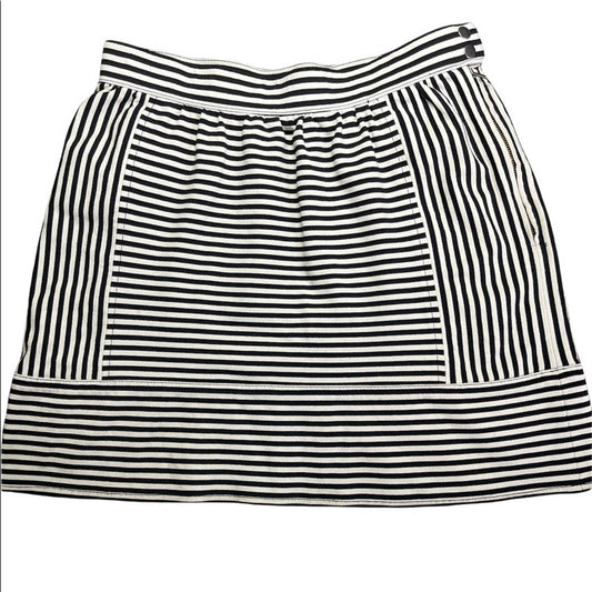 Madewell Swivel Ponte Stripe Pattern Straight/ Pencil Skirt Black White Size 0
