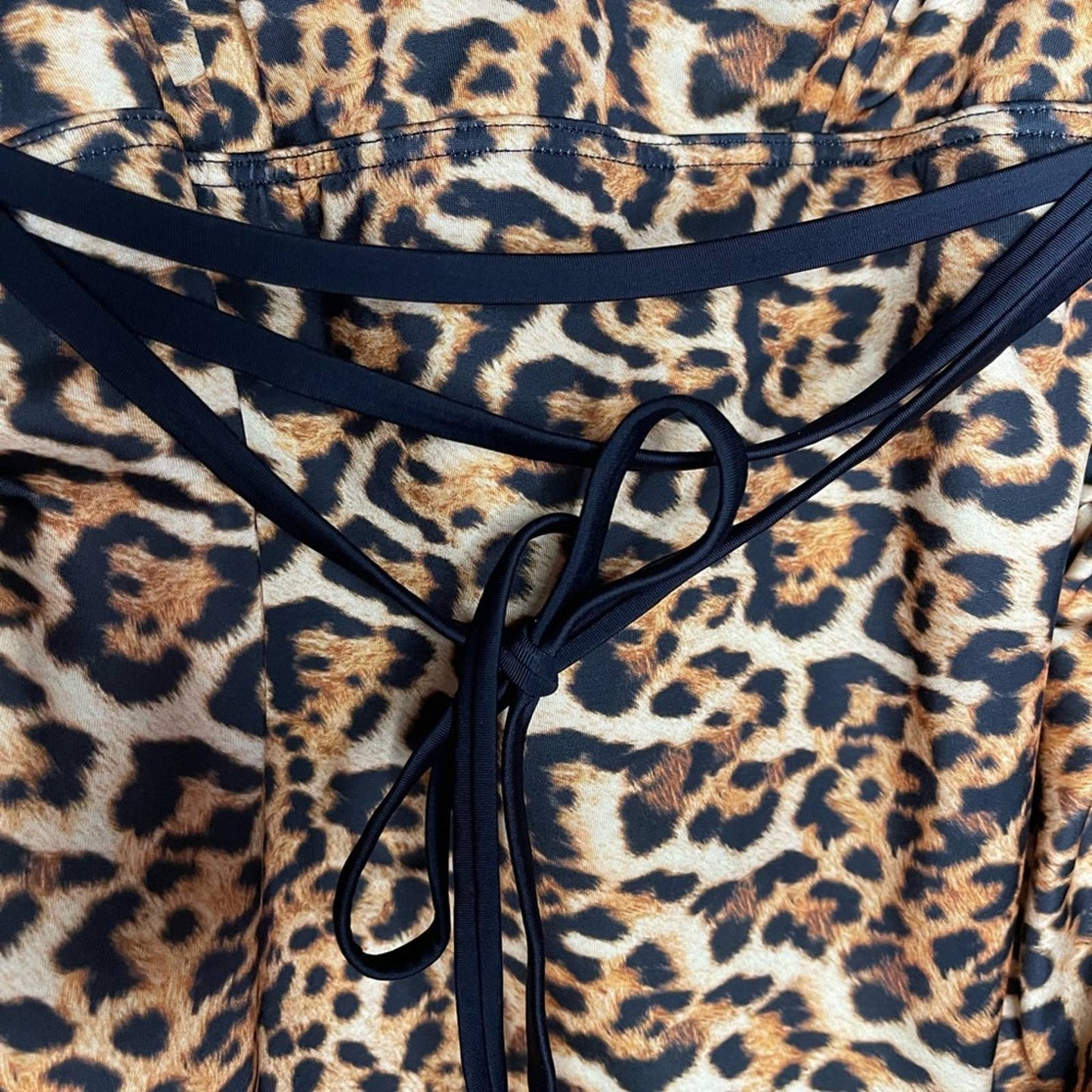 ASOS Leopard Print Black Belted One Piece Deep V Neck Bathing Suit Size 6