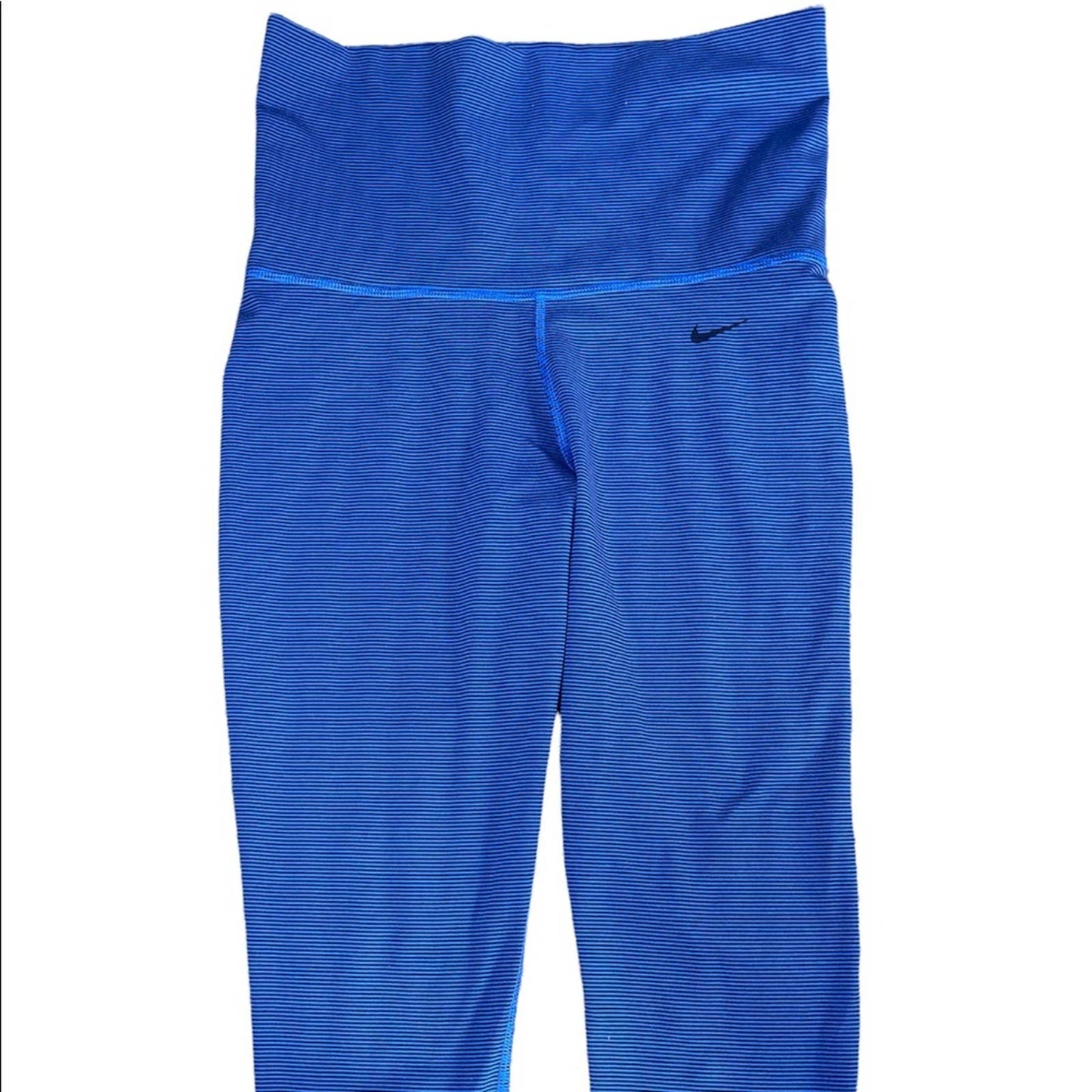 Nike Fold Over/ High Waisted Capri Blue Black Leggings Size Small