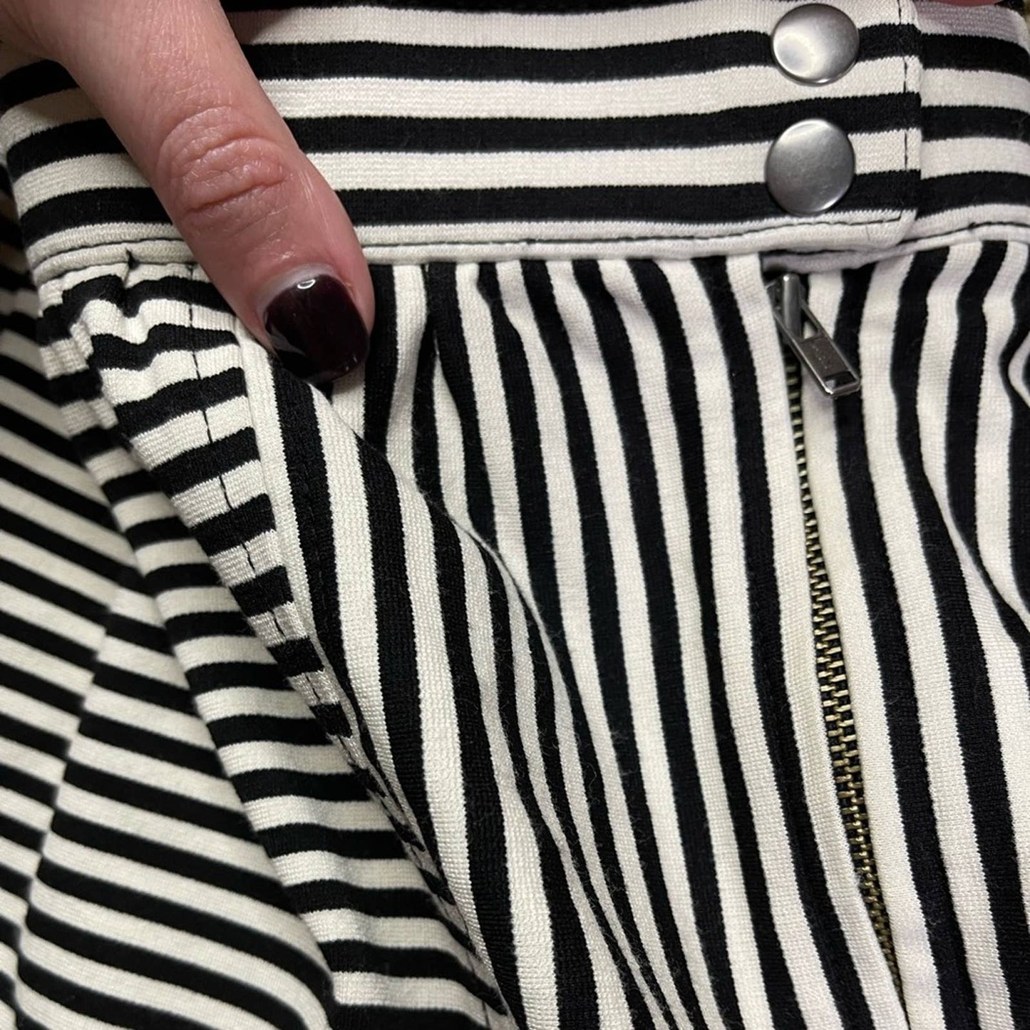 Madewell Swivel Ponte Stripe Pattern Straight/ Pencil Skirt Black White Size 0